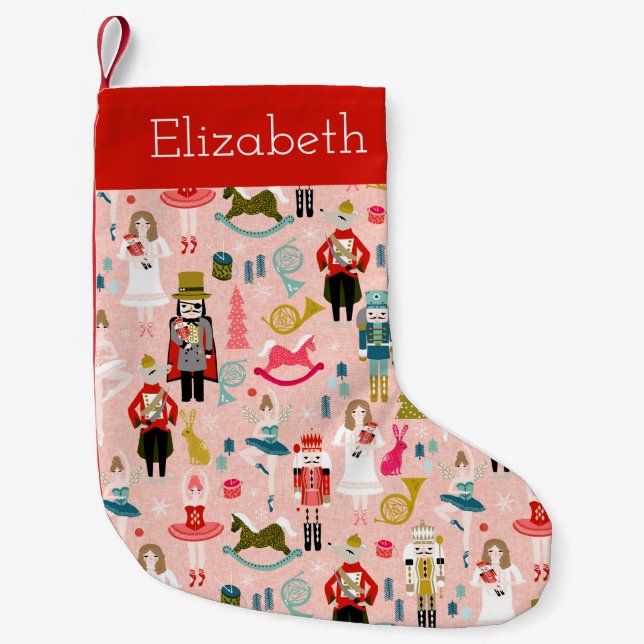 Rosa Nutcracker Ballet, söta flickor namn Liten Julstrumpa (Framsidan)