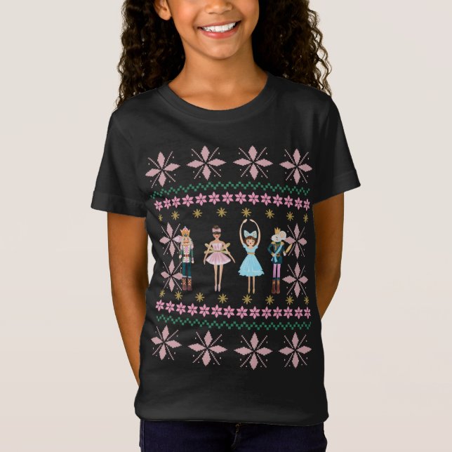 Rosa Nutcracker Ballet Ugly jul Sweater Grap T Shirt (Framsida)