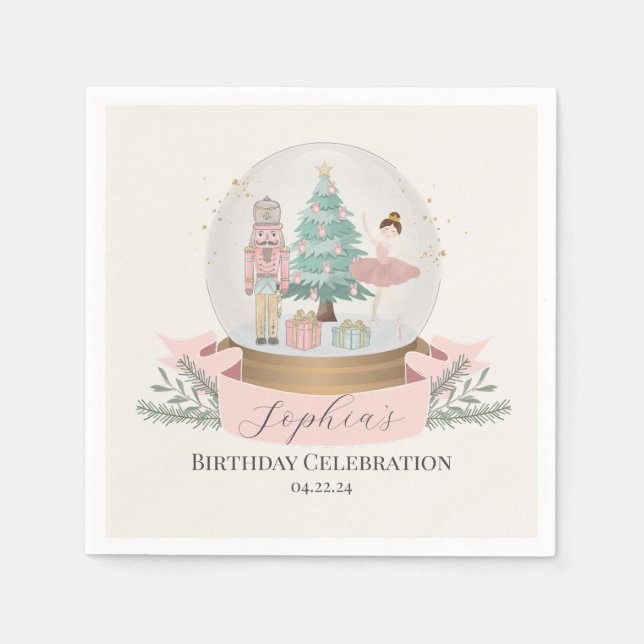 rosa nutcracker christmas födelsedagsfest, tabbarv pappersservett (Framsidan)