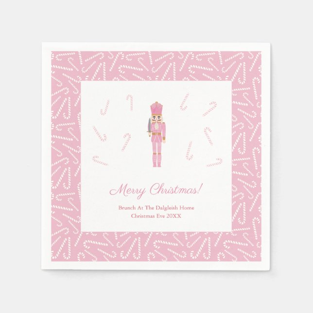 Rosa Nutcracker-Helgdagar Jul- Brunch Party Pappersservett (Framsidan)