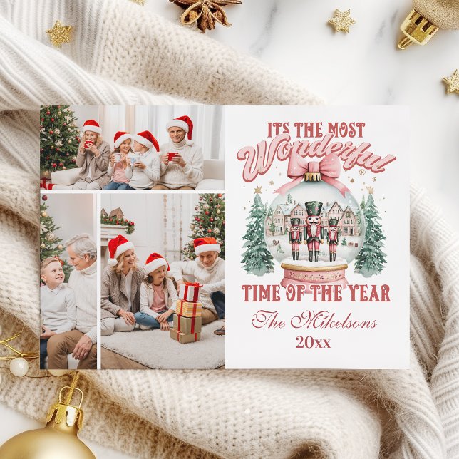 Rosa Nutcracker jul 3 Photo Wonderland Gl Julkort (Skapare uppladdad)