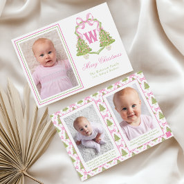 Rosa Nutcracker Julgran Monogram Vapensköld Julkort