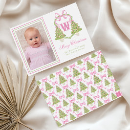 Rosa Nutcracker Julgran Monogram Vapensköld Julkort