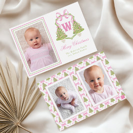 Rosa Nutcracker Julgran Monogram Vapensköld Julkort