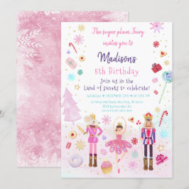 Rosa Nutcracker Land Sweets Winter Birthday Inbjudningar