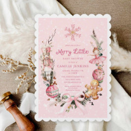 Rosa Nutcracker Merry Little Baby Shower Inbjudningar