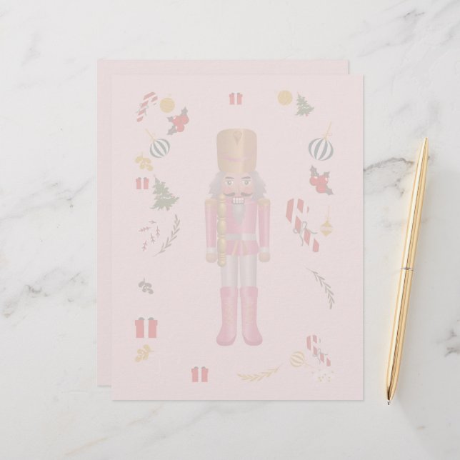 Rosa Nutcracker Stationery Papper. (Fram/Back In Situ)
