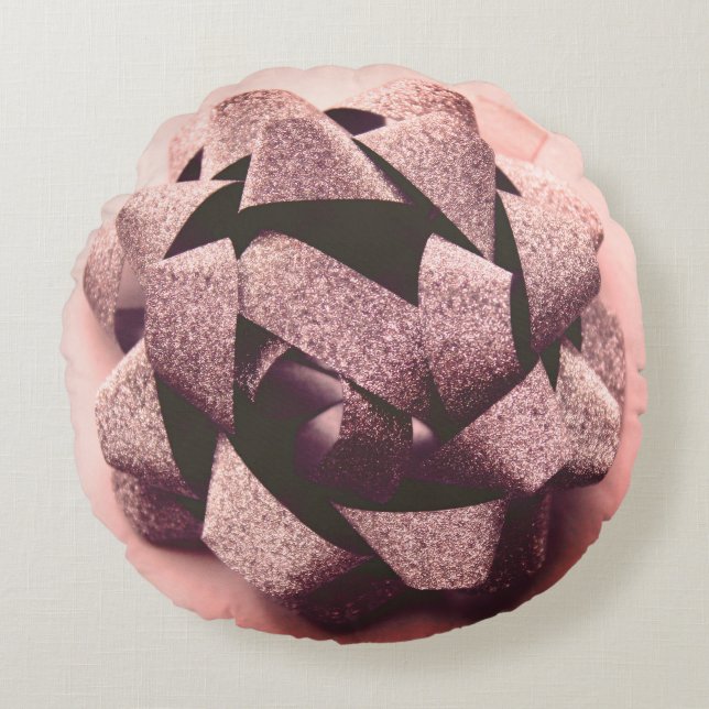 Rosa nuvarande party-båge rund kudde (Framsidan)