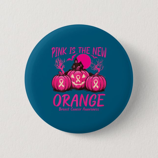 Rosa Ny Orange Bröstcanceröverlevnadsdesign Knapp (Framsida)