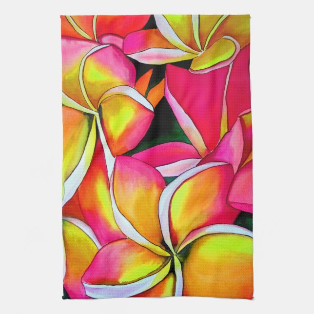 Rosa - nybörjare Frangipani Plumeria Beach art Kökshandduk (Vertikal)