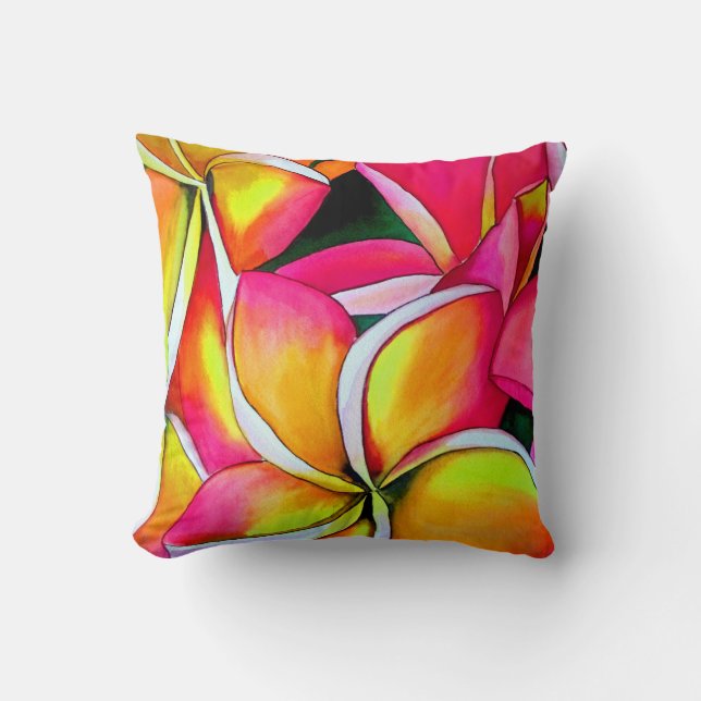 Rosa - nybörjare Frangipani Plumeria Beach art Kudde (Framsida)