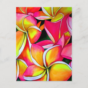 Rosa - nybörjare Frangipani Plumeria Beach art Vykort