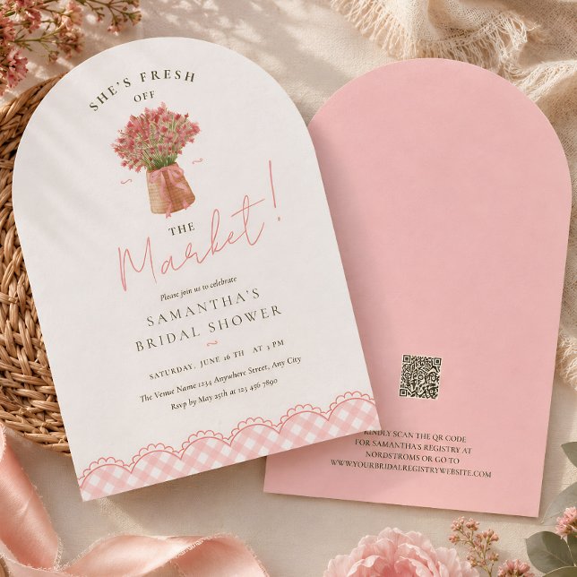 Rosa nybrudsbåge från marknaden bröllopsdusch inbjudningar (Skapare uppladdad)
