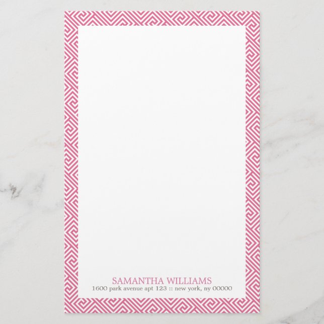 Rosa Nyckel Mönster Brevpapper (Framsida)