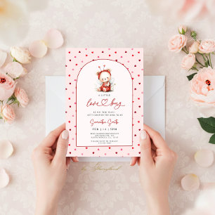 Rosa nyckelpiga Baby Shower Flicka Inbjudningar