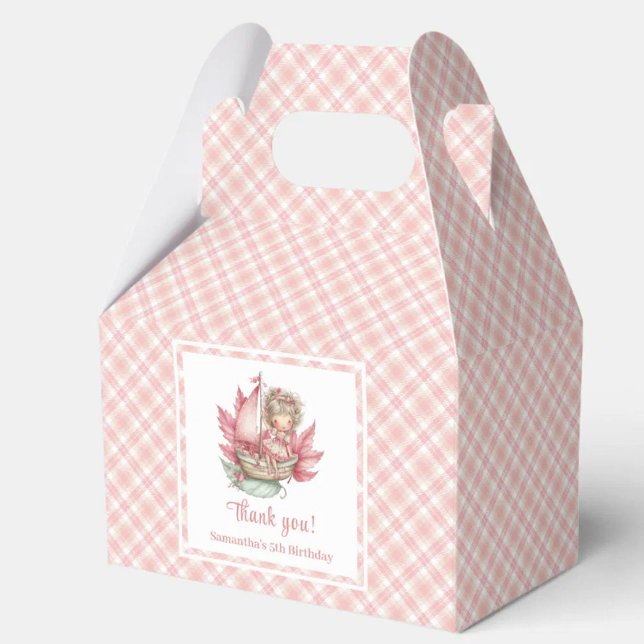 Rosa Nyckfull Fe- Blommor Flickas Förmånslåda Presentaskar (Blush Pink Whimsical Fairy Flowers Girl Favor Box)