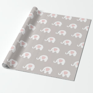 Rosa nyfödd bebis för vitgråttPrincess Elefant Presentpapper