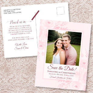 Rosa Nypon & Foto Bröllop Save the Date Meddelande Vykort