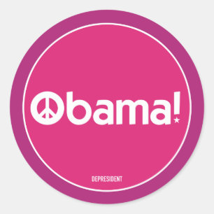 Rosa Obama för fredklistermärke Runt Klistermärke