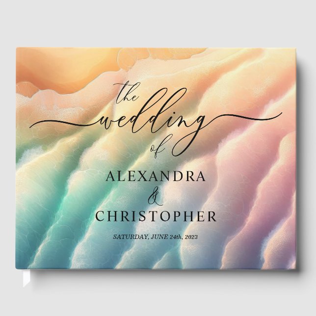 Rosa Ocean Beach Cute Namnteckning sommaren Sol Gästböcker (Framsida)