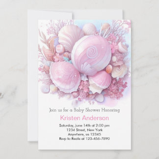 Rosa Ocean Blissful av Beach Baby Shower Inbjudningar