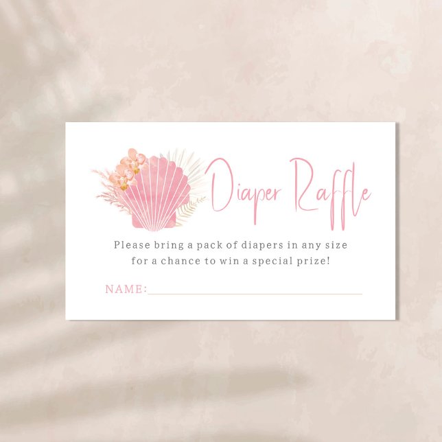 Rosa Ocean Boho Girl Baby Shower Raffle Tilläggskort (Skapare uppladdad)