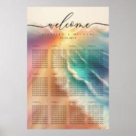 Rosa Oceanen Beach Sommaren Party Bröllop Bord Poster