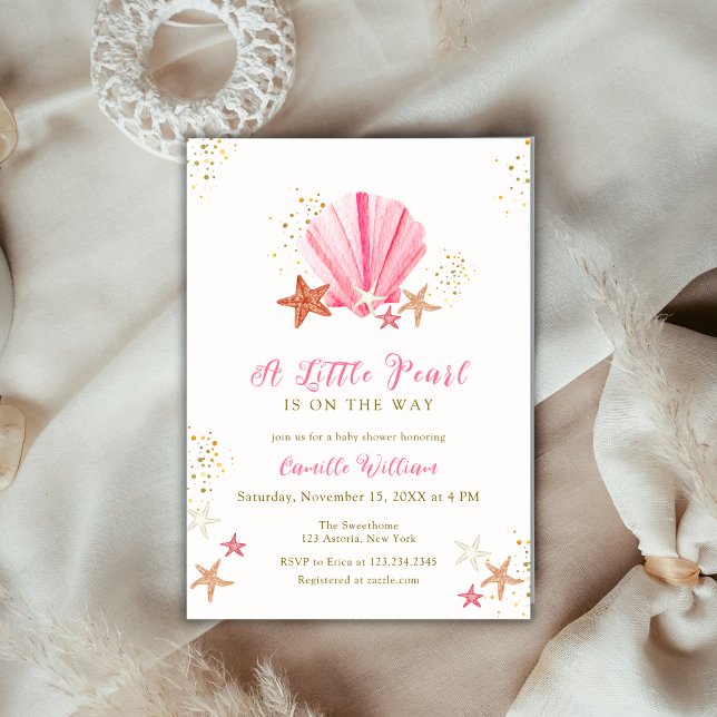 Rosa Oceanen under Sea Seashell Baby Shower Inbjudningar (Pink Ocean Under The Sea Seashell Baby Shower Invitation)