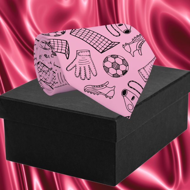 Rosa Oceaner Equipment Mönster Slips (Pink Soccer Equipment Pattern Neck Tie)