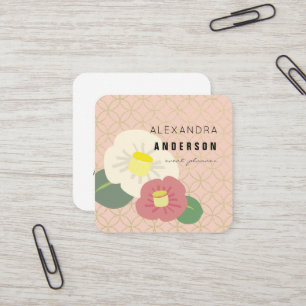 Rosa och Affärskort på Rosan av Camellia Fyrkantigt Visitkort