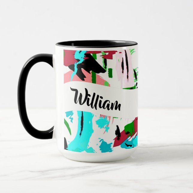 Rosa och akvatisk abstrakt personlig kaffemugg (Vänster)