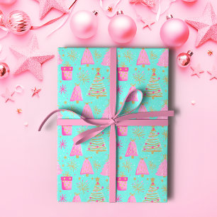 Rosa och akvisk jul presentpapper