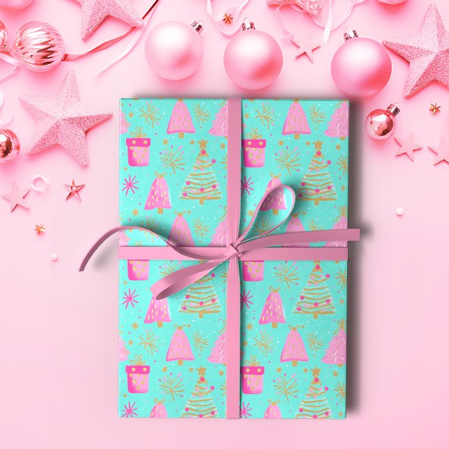 Rosa och akvisk jul presentpapper (Skapare uppladdad)