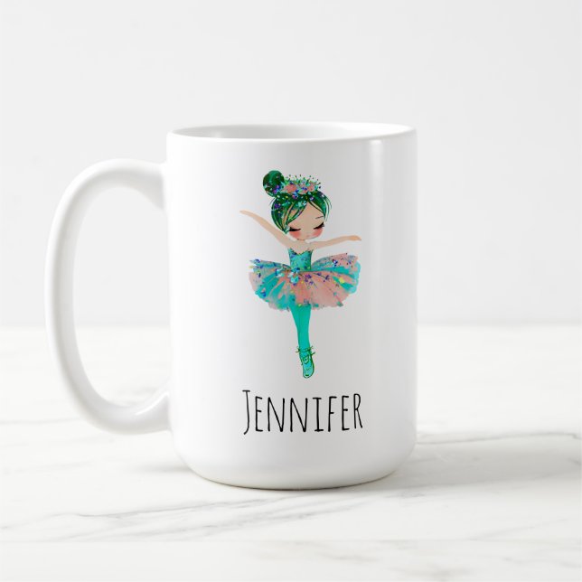 Rosa och Aqua Ballerina Dancer Kaffemugg (Vänster)