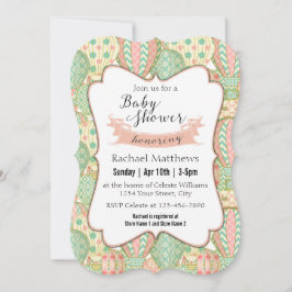 Rosa och Aqua Blue Luftballongs Baby Shower Inbjudningar