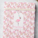 Rosa och Aqua Santa Flamingo Beach-jul Presentetikett<br><div class="desc">PreppyPrint.com - Fira jul i stil! Lägg till personligens beröring. Överför den här designen även till de produkter du vill ha! Besök min designerbutik,  PreppyPrint.com,  för att få information om hur du samordnar saker.</div>