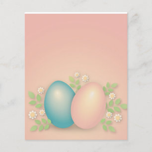 Rosa och baby blue påskägg och vår blommor flygblad