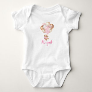 Rosa och ballonger i nalle och Guld T Shirt