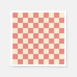 Rosa och Beige Checkerboard Pappersservett