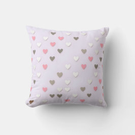 Rosa och Beige Pastel Heart Dekorativ kudde