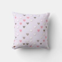 Rosa och Beige Pastell Hjärtkuddcover