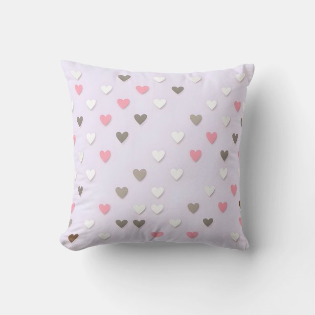 Rosa och Beige Pastell Hjärtkuddcover Kudde (Framsida)