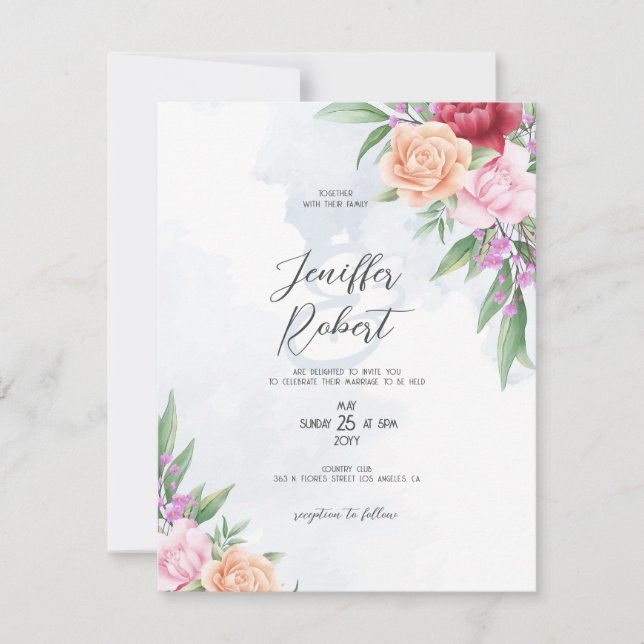 Rosa och beige ro ram tack kort (Framsida)