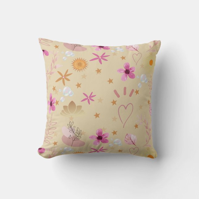 ROSA OCH BEIGE-START OCH BLOMMOR KUDDE (Framsida)