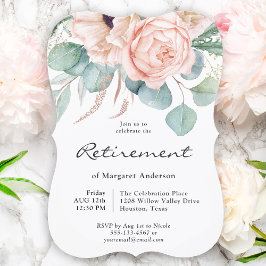 Rosa och Beige Watercolor Blommigt Pension Inbjudningar
