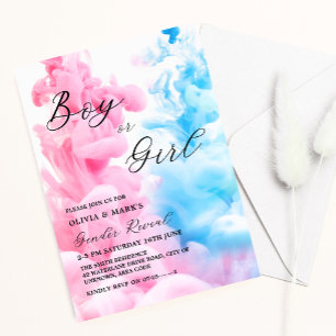 Rosa och blå Baby-Gender i Party Inbjudningar