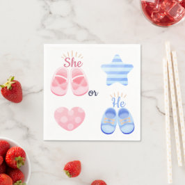 Rosa och Blå Babyskor Hon eller Han? Könsbestämnin Pappersservett