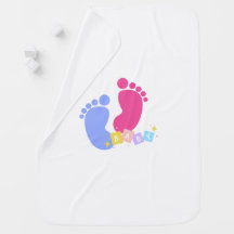 Rosa och blå babysteg och klossar