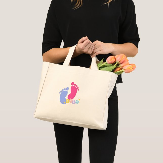 Rosa och Blå Bebis Sidofotavtryck Köns Avslöjande Mini Tygkasse (Framsida (produkt))