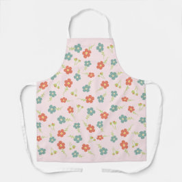 Rosa och blå blomma Apron - färsk Blommigt Stil